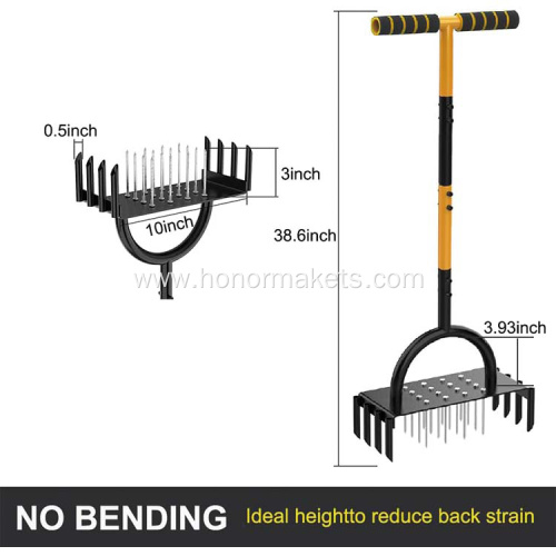 Aerator Lawn Tool Manual Dethatching & Soil Aerator Lawn Yard Tool with 16 Iron Spikes and 8 Cores garden hand tools